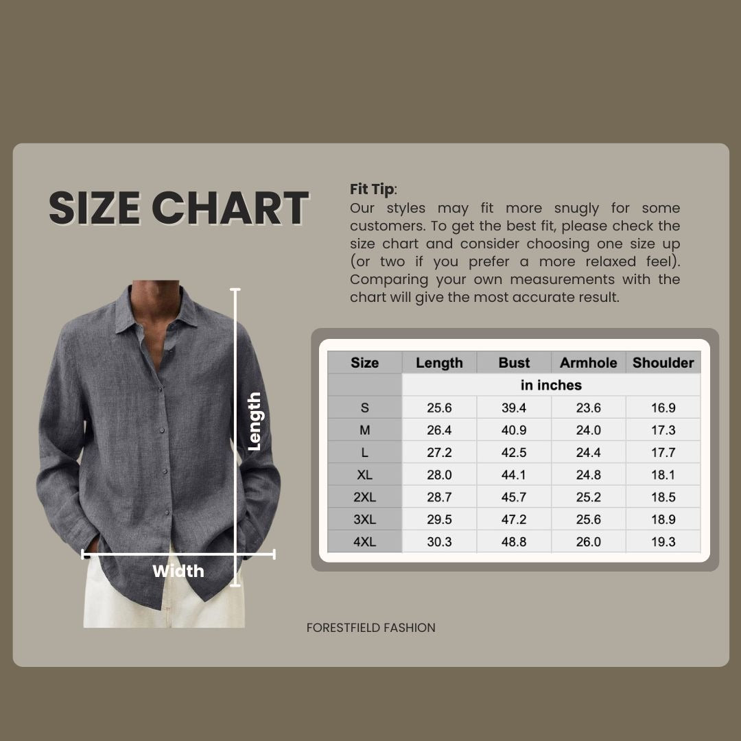 Refined Linen Shirt for Men | Long Sleeve Button Up Relaxed Fit