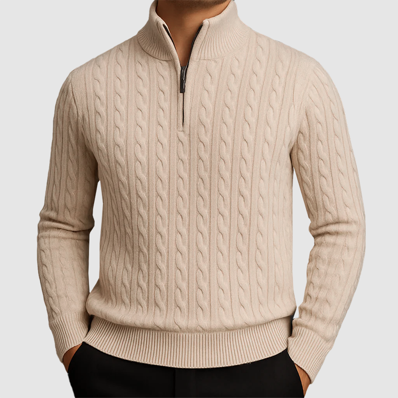Stylish Cable Knit Sweater for Men | Comfortable Half-Zip Design
