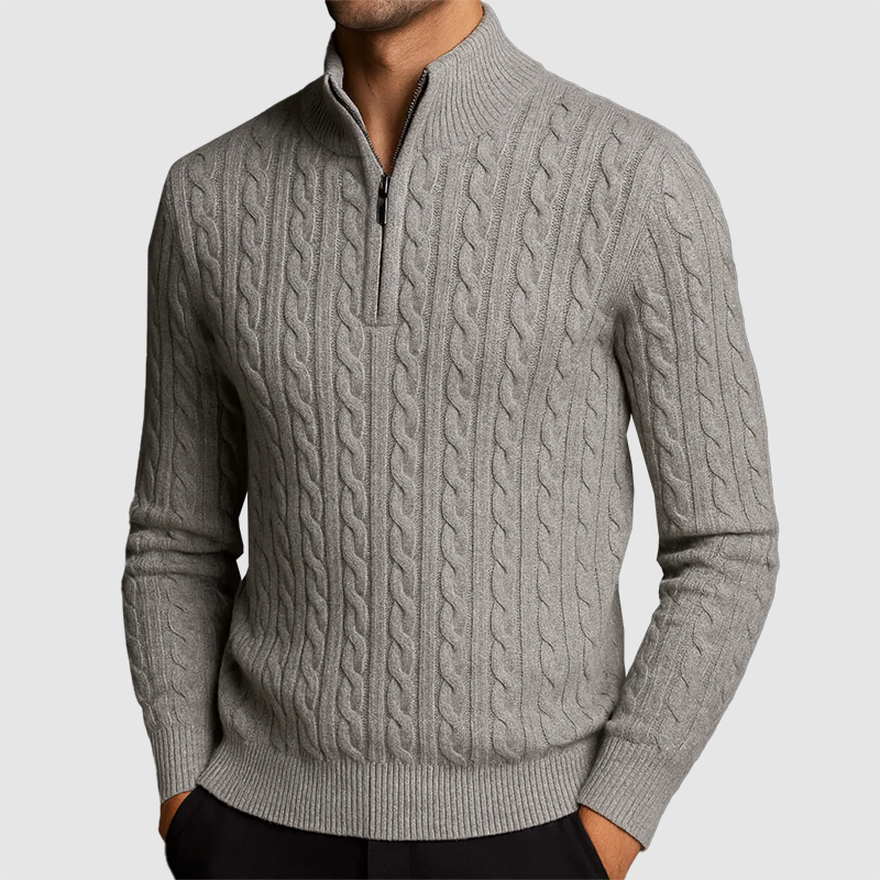 Stylish Cable Knit Sweater for Men | Comfortable Half-Zip Design