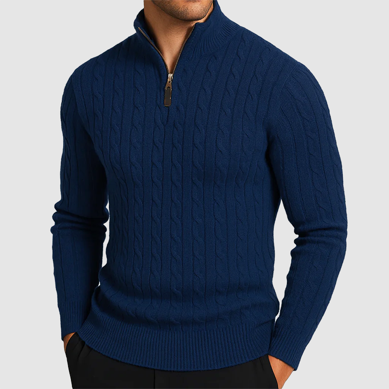 Stylish Cable Knit Sweater for Men | Comfortable Half-Zip Design