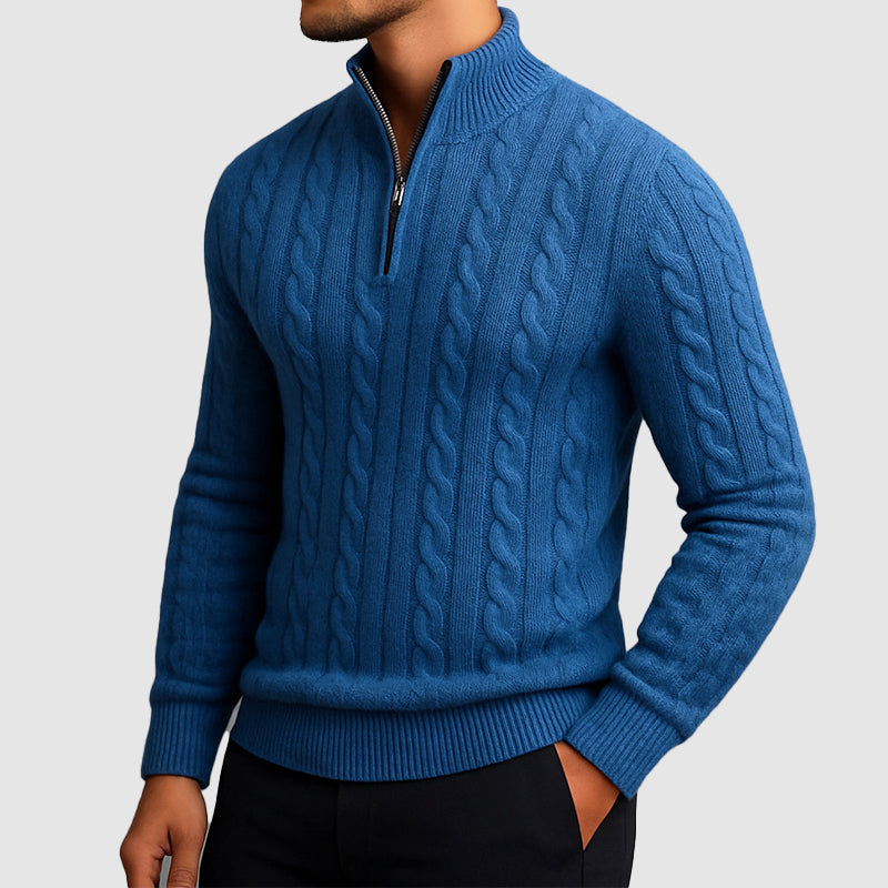 Stylish Cable Knit Sweater for Men | Comfortable Half-Zip Design