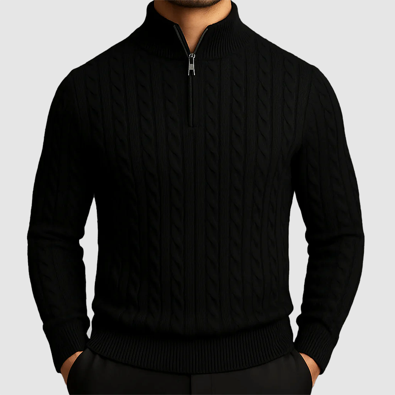 Stylish Cable Knit Sweater for Men | Comfortable Half-Zip Design