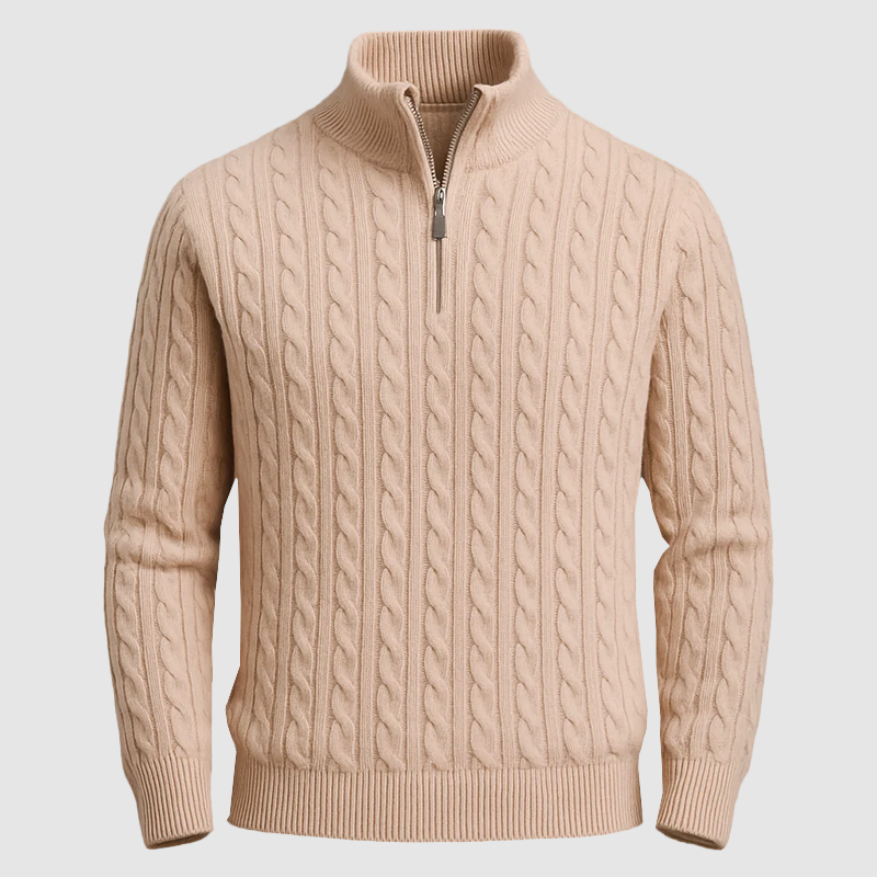Stylish Cable Knit Sweater for Men | Comfortable Half-Zip Design