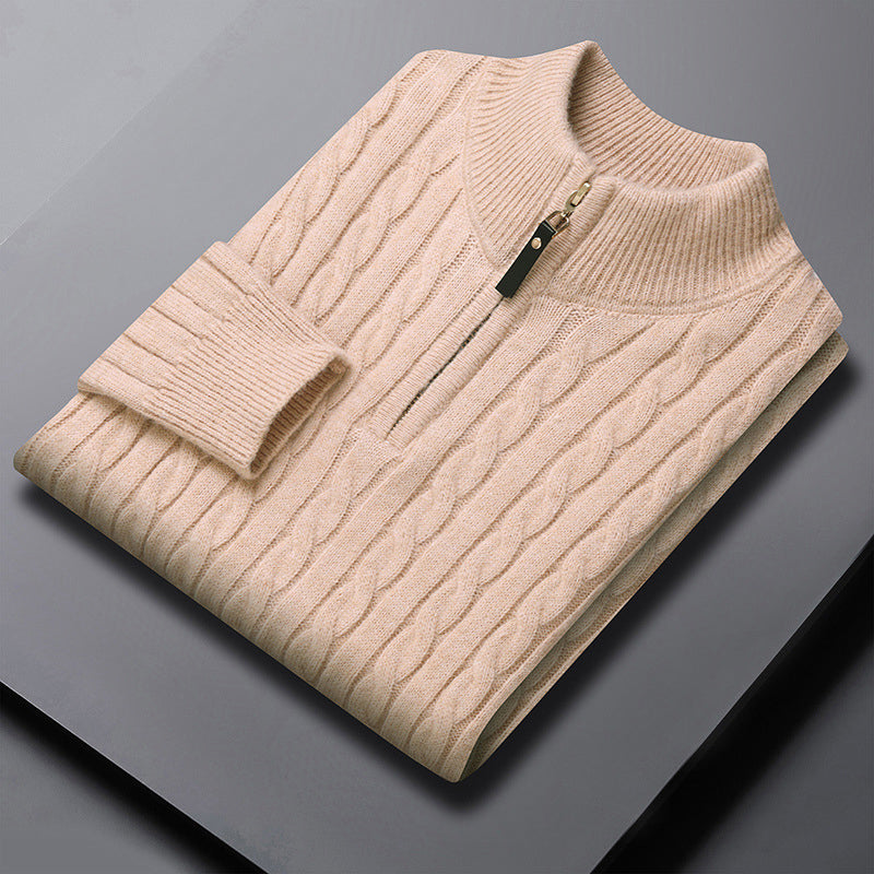 Stylish Cable Knit Sweater for Men | Comfortable Half-Zip Design