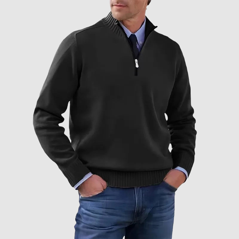 Timeless Half-Zip Knit Sweater for Men | Soft Warm Pullover