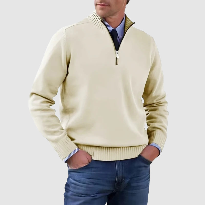 Timeless Half-Zip Knit Sweater for Men | Soft Warm Pullover