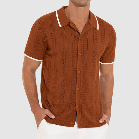 Stylish Knitted Polo for Men | Comfortable Cardigan Short-Sleeve Button-Up