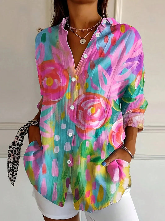 Boho Floral Flannel Shirt for Women | Relaxed Button Down Fit