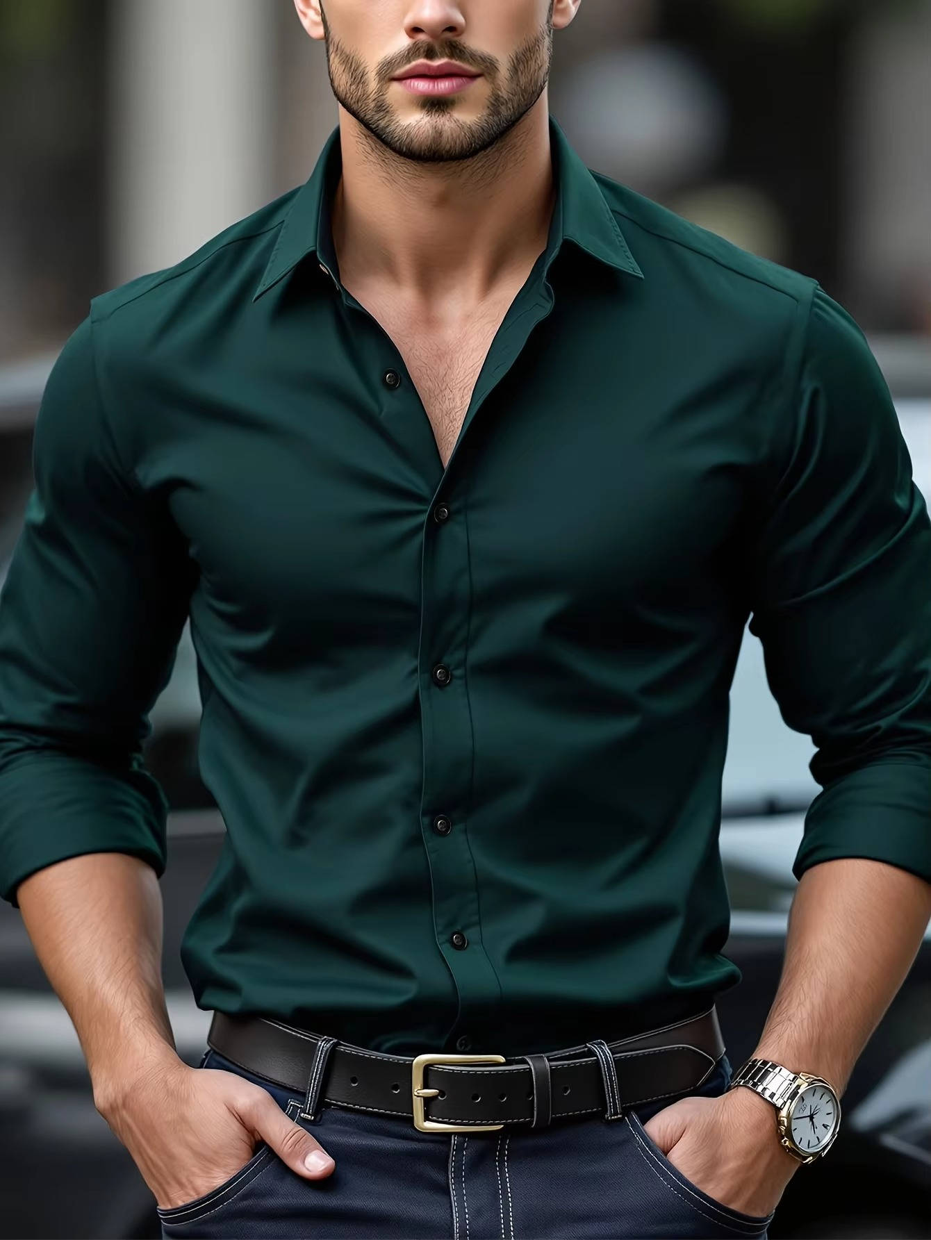 Classic Button Up Shirt for Men | Long Sleeve Tailored Fit Design