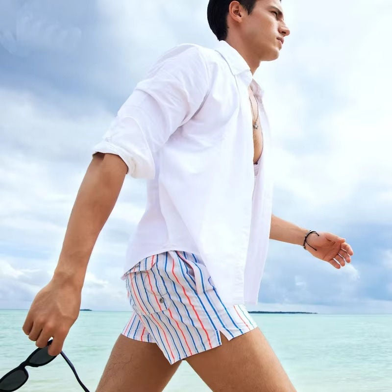 Men’s Striped Beach Shorts | Lightweight Summer Drawstring Shorts