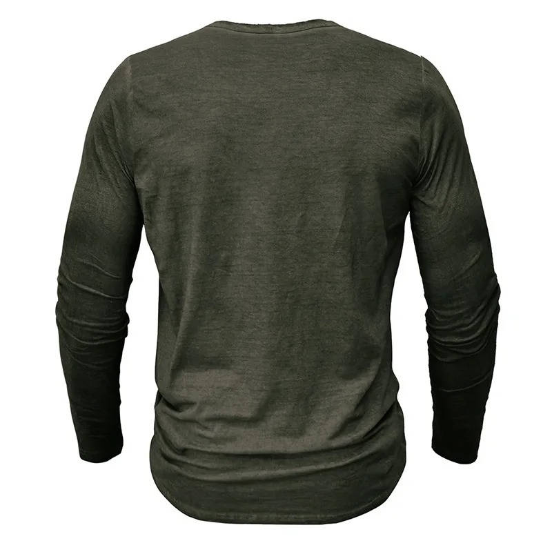 Casual Henley Shirt for Men | Long Sleeve Button Neck Slim Fit