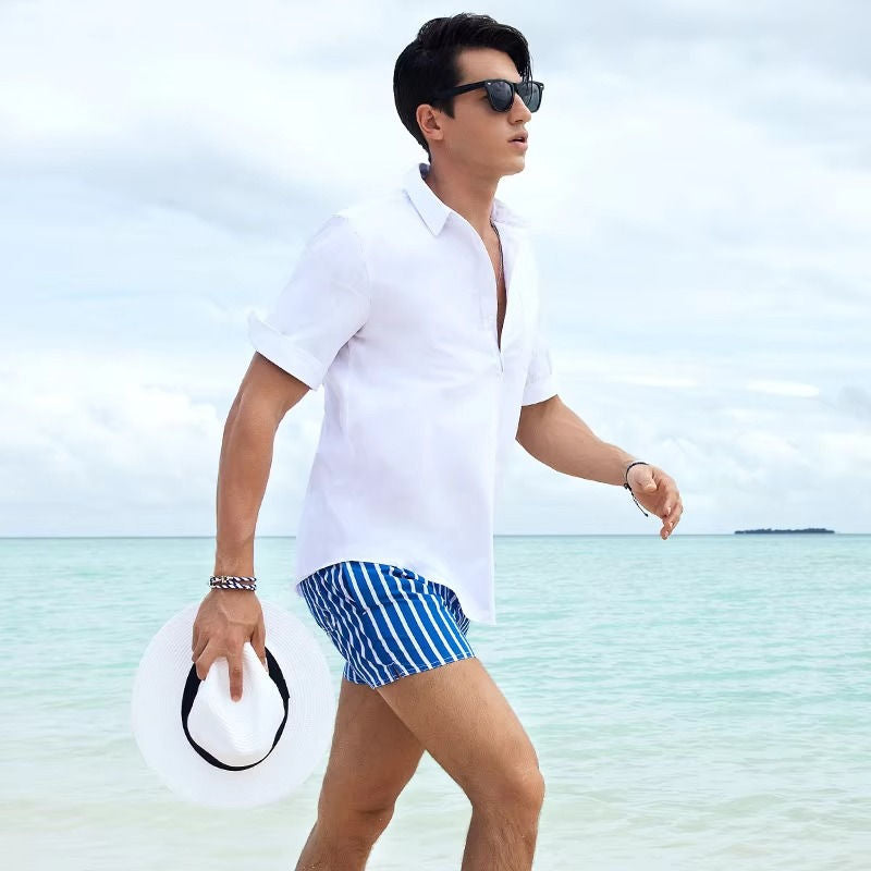 Men’s Striped Beach Shorts | Lightweight Summer Drawstring Shorts