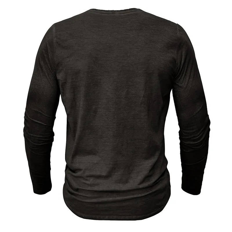 Casual Henley Shirt for Men | Long Sleeve Button Neck Slim Fit