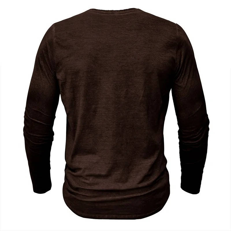Casual Henley Shirt for Men | Long Sleeve Button Neck Slim Fit