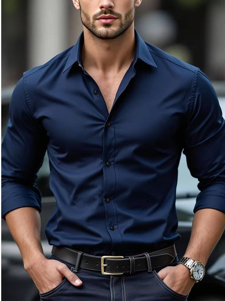 Classic Button Up Shirt for Men | Long Sleeve Tailored Fit Design