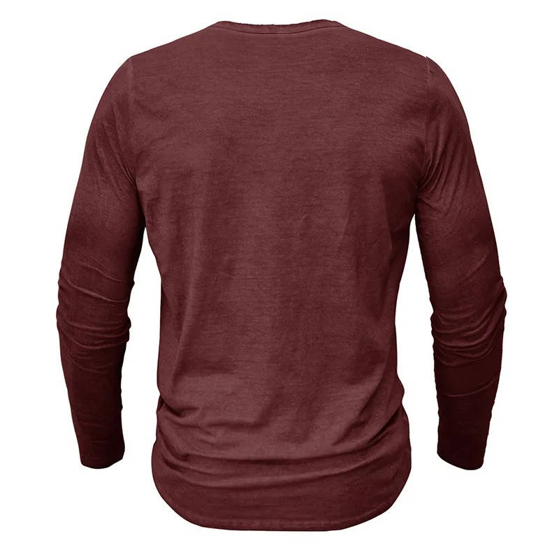 Casual Henley Shirt for Men | Long Sleeve Button Neck Slim Fit