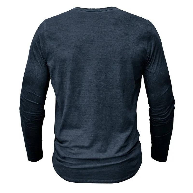 Casual Henley Shirt for Men | Long Sleeve Button Neck Slim Fit