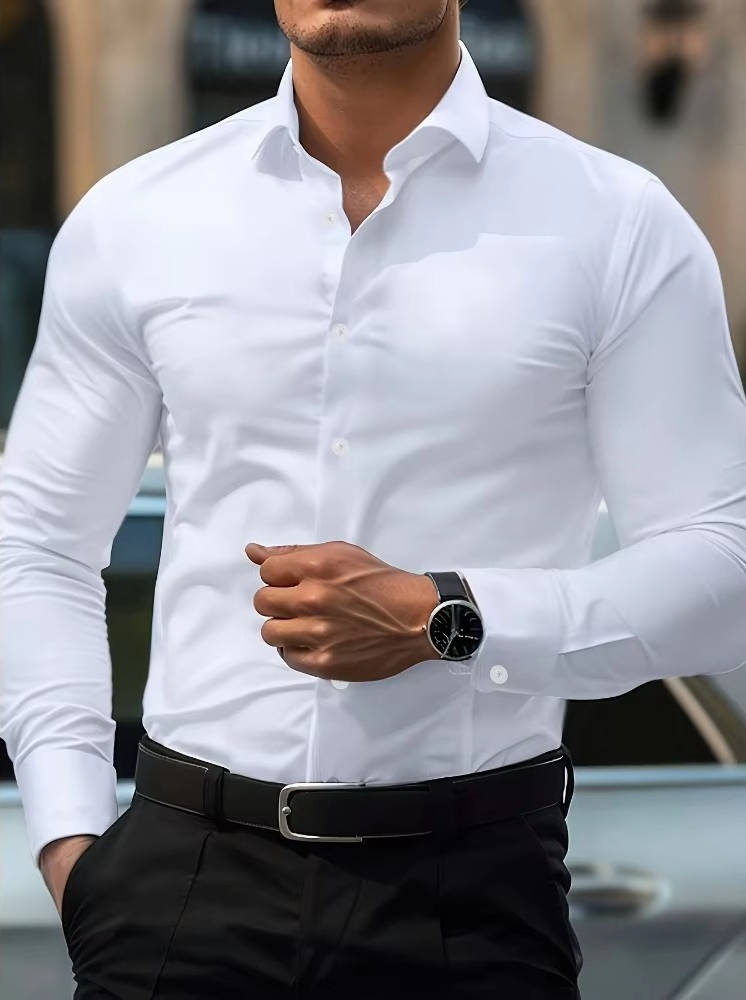 Classic Button Up Shirt for Men | Long Sleeve Tailored Fit Design