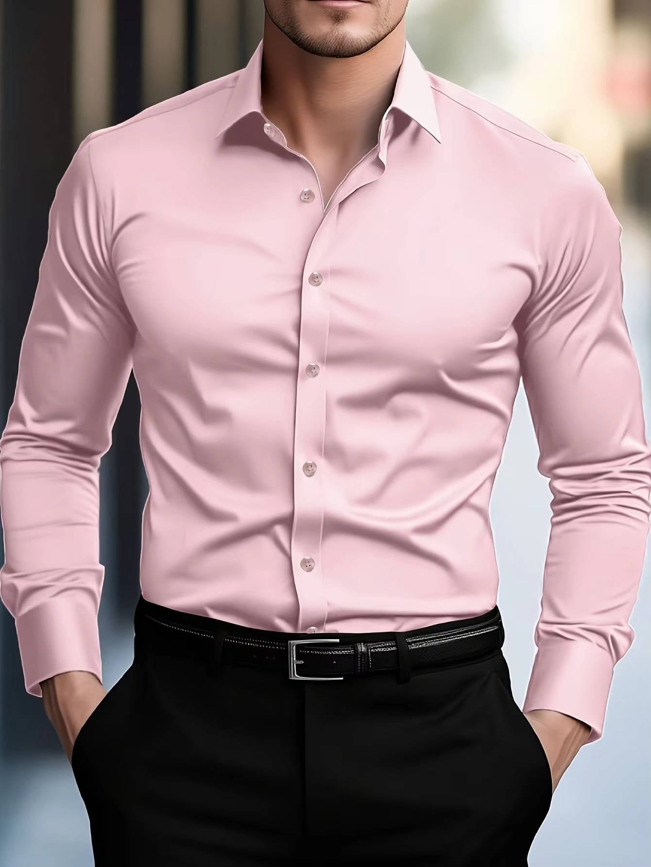 Classic Button Up Shirt for Men | Long Sleeve Tailored Fit Design