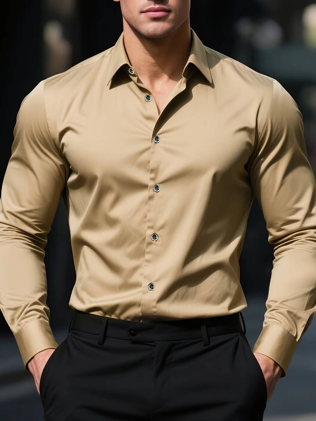Classic Button Up Shirt for Men | Long Sleeve Tailored Fit Design