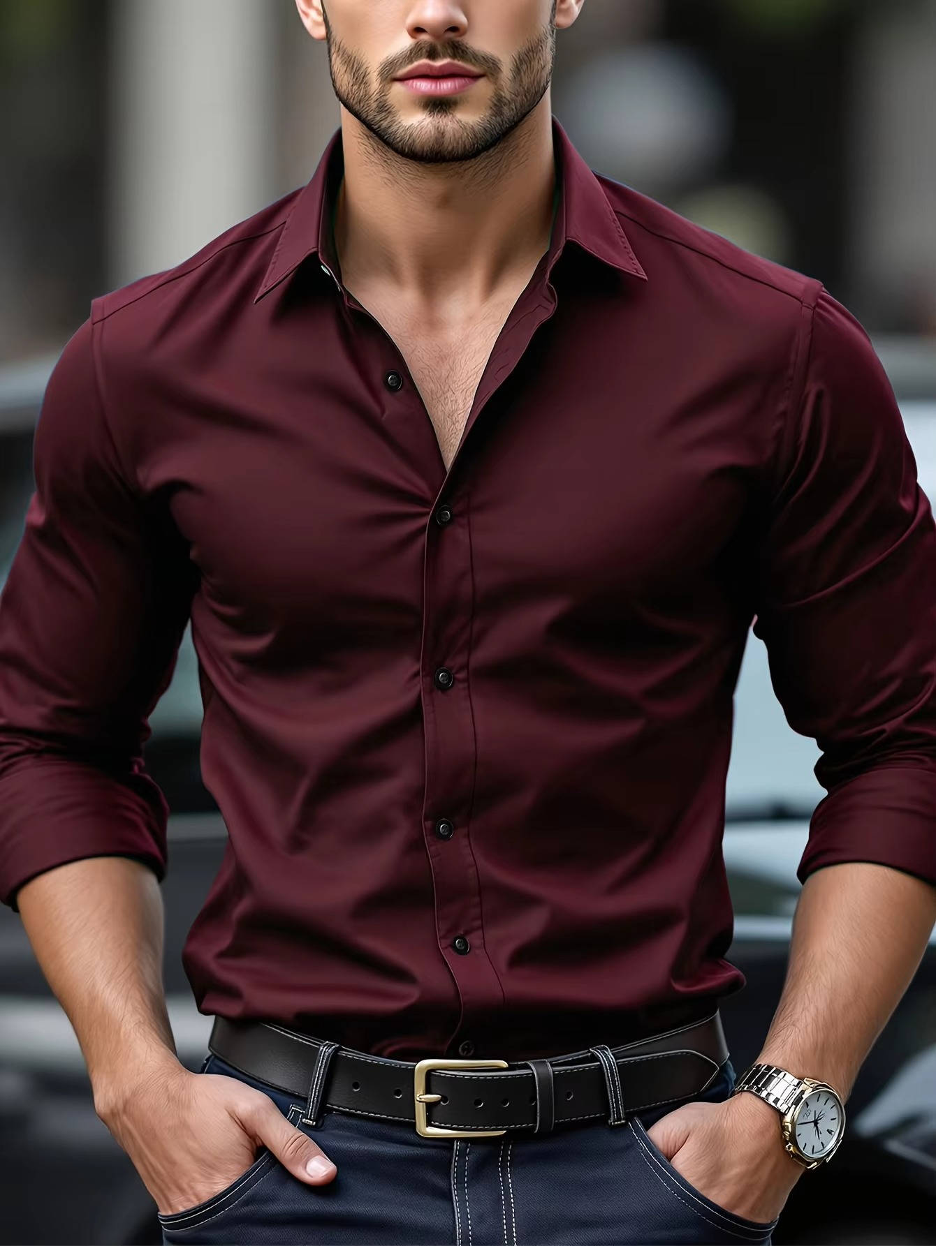 Classic Button Up Shirt for Men | Long Sleeve Tailored Fit Design