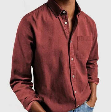 Casual Button Up Shirt for Men | Long Sleeve Pocket Relaxed Fit