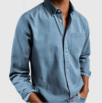 Casual Button Up Shirt for Men | Long Sleeve Pocket Relaxed Fit