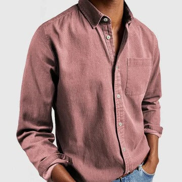 Casual Button Up Shirt for Men | Long Sleeve Pocket Relaxed Fit