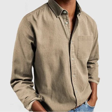 Casual Button Up Shirt for Men | Long Sleeve Pocket Relaxed Fit