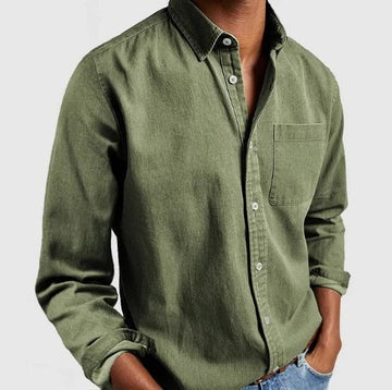 Casual Button Up Shirt for Men | Long Sleeve Pocket Relaxed Fit