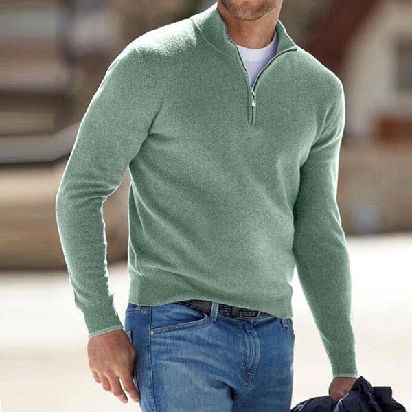 Modern Knit Sweater for Men | Quarter Zip Slim Fit Pullover