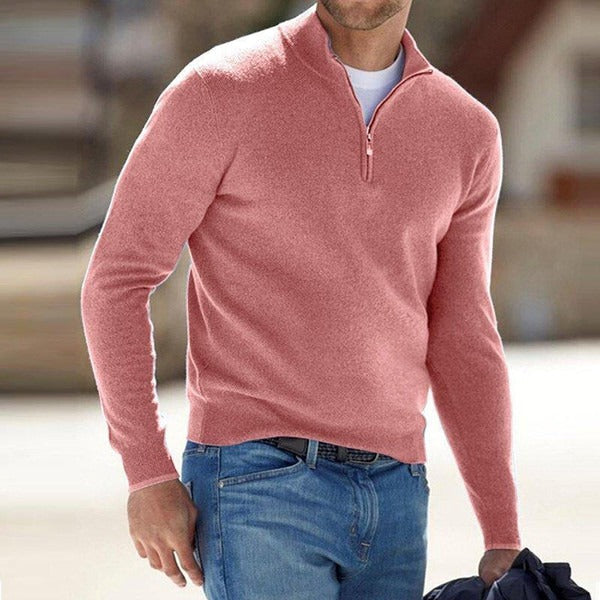 Modern Knit Sweater for Men | Quarter Zip Slim Fit Pullover