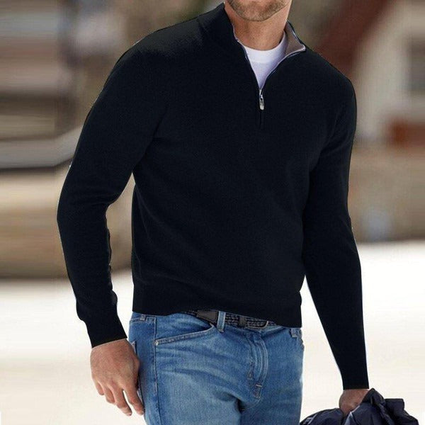 Modern Knit Sweater for Men | Quarter Zip Slim Fit Pullover