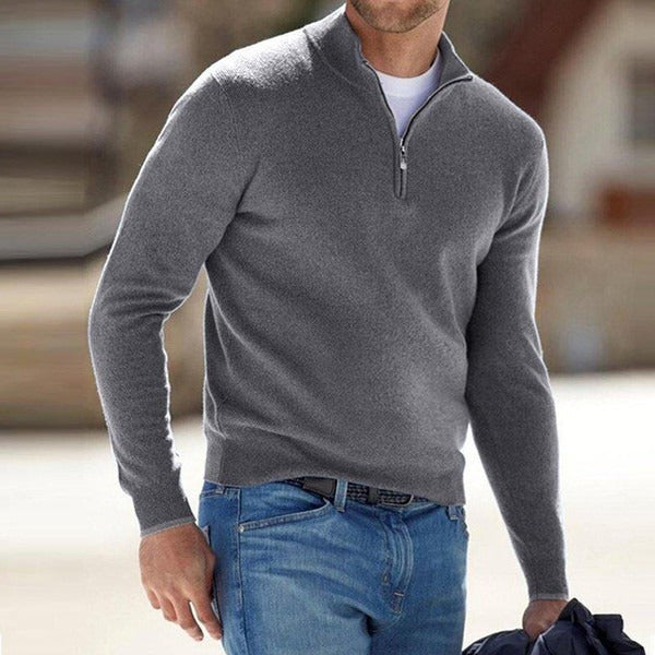 Modern Knit Sweater for Men | Quarter Zip Slim Fit Pullover