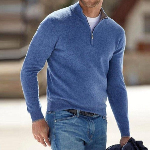 Modern Knit Sweater for Men | Quarter Zip Slim Fit Pullover