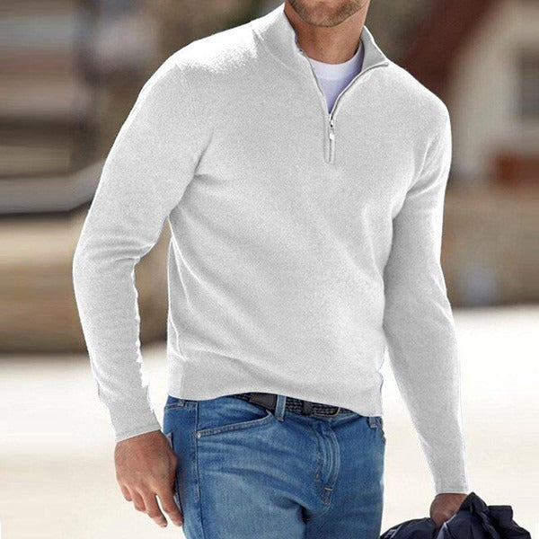 Modern Knit Sweater for Men | Quarter Zip Slim Fit Pullover