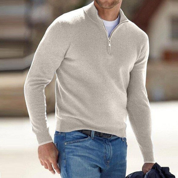 Modern Knit Sweater for Men | Quarter Zip Slim Fit Pullover