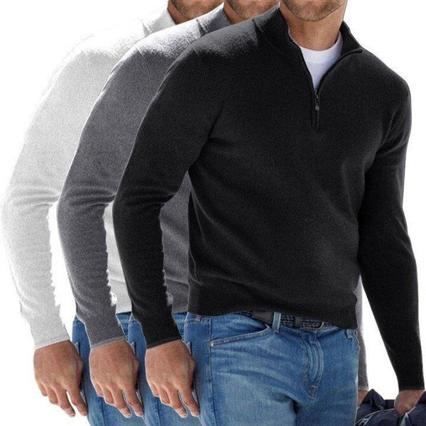 Modern Knit Sweater for Men | Quarter Zip Slim Fit Pullover