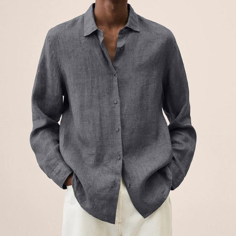 Refined Linen Shirt for Men | Long Sleeve Button Up Relaxed Fit
