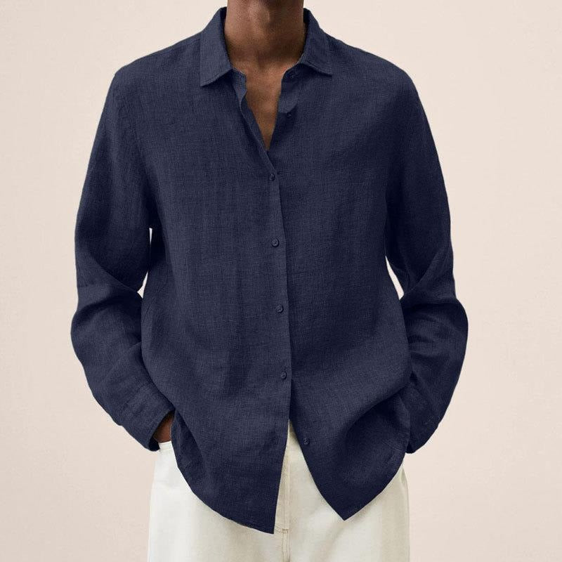 Refined Linen Shirt for Men | Long Sleeve Button Up Relaxed Fit