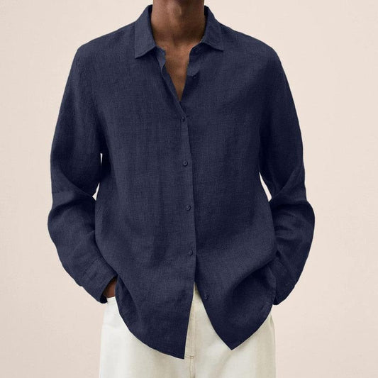 Refined Linen Shirt for Men | Long Sleeve Button Up Relaxed Fit