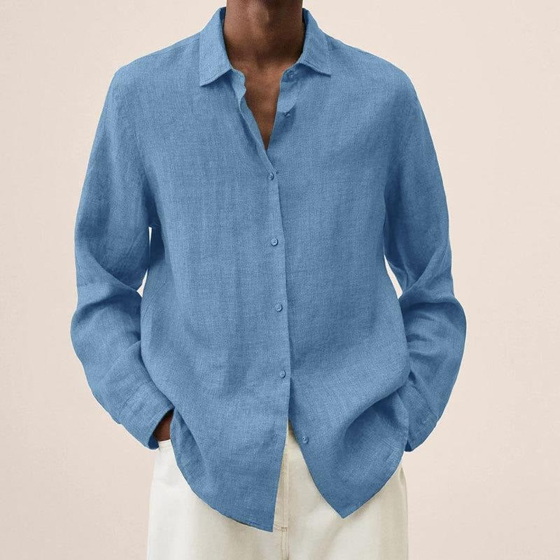 Refined Linen Shirt for Men | Long Sleeve Button Up Relaxed Fit