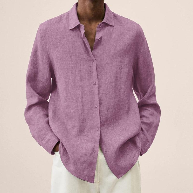 Refined Linen Shirt for Men | Long Sleeve Button Up Relaxed Fit