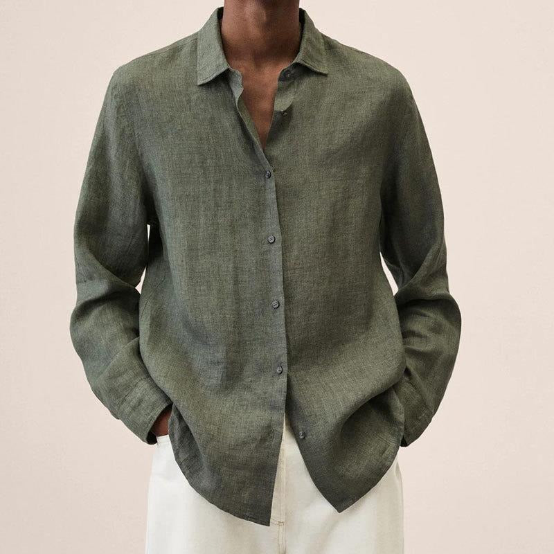 Refined Linen Shirt for Men | Long Sleeve Button Up Relaxed Fit
