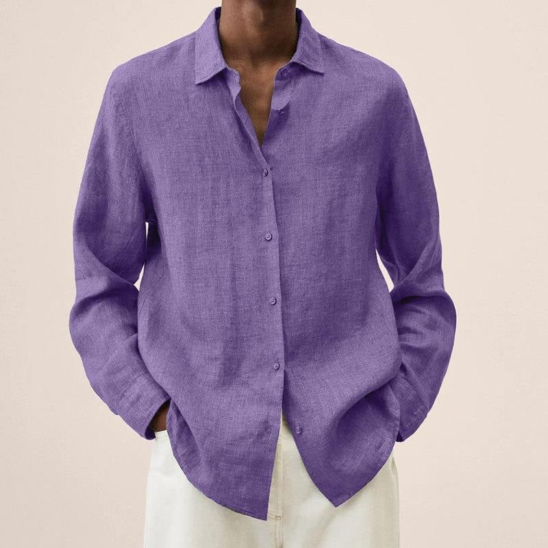 Refined Linen Shirt for Men | Long Sleeve Button Up Relaxed Fit