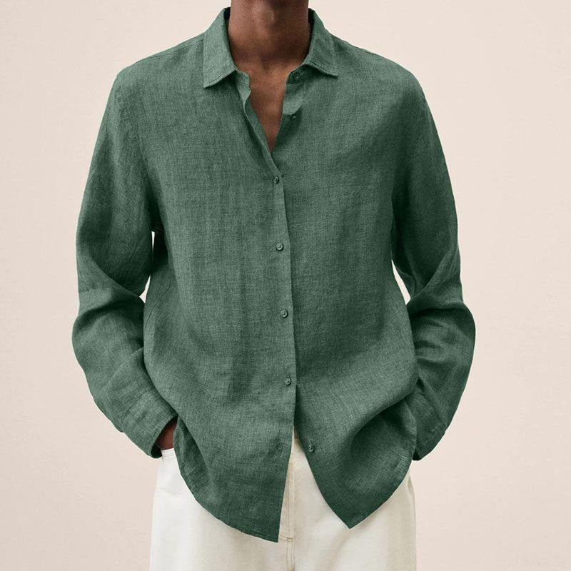 Refined Linen Shirt for Men | Long Sleeve Button Up Relaxed Fit