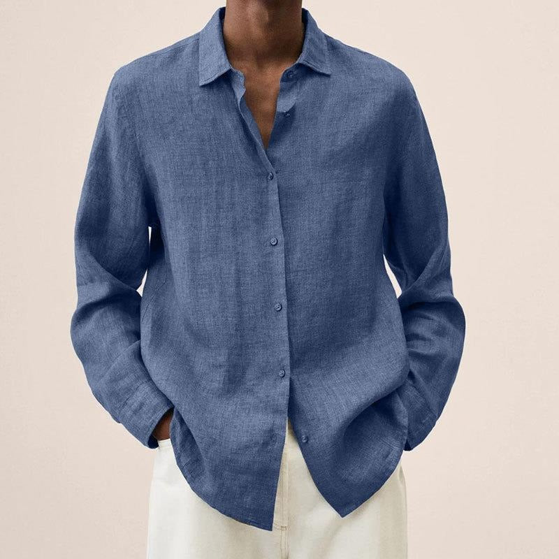 Refined Linen Shirt for Men | Long Sleeve Button Up Relaxed Fit