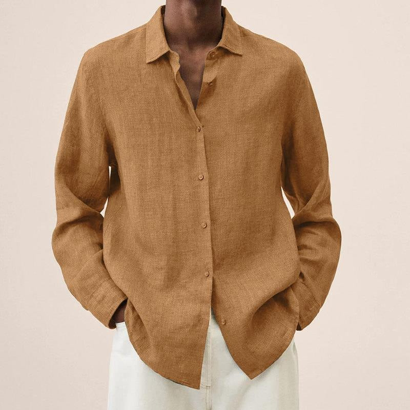 Refined Linen Shirt for Men | Long Sleeve Button Up Relaxed Fit