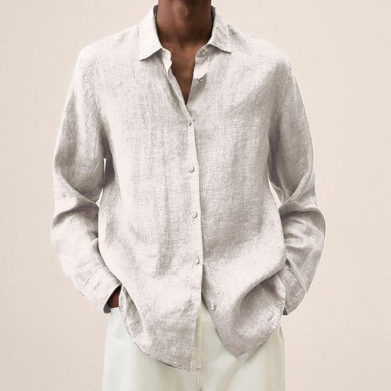 Refined Linen Shirt for Men | Long Sleeve Button Up Relaxed Fit