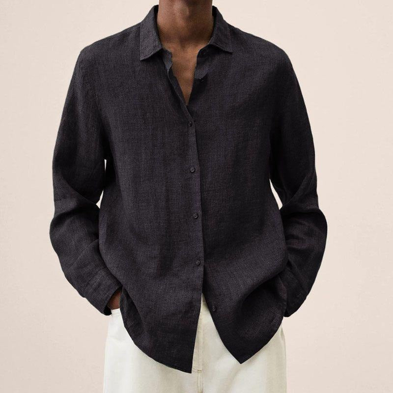 Refined Linen Shirt for Men | Long Sleeve Button Up Relaxed Fit